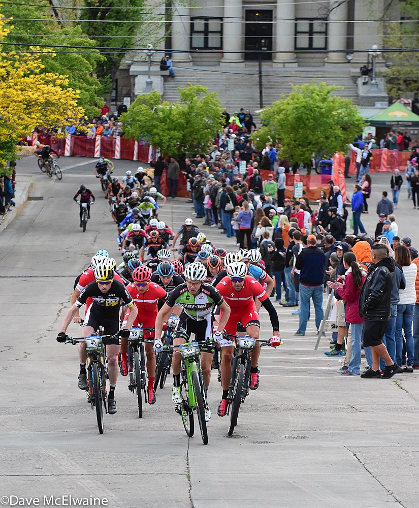 Keegan Swenson (Sho-Air Cannondale) leads up the hill on lap two
