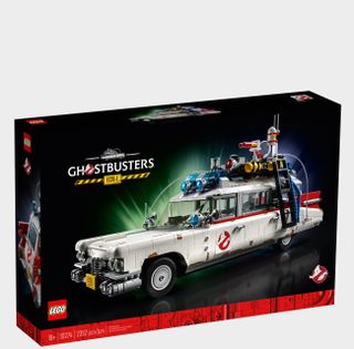 Lego Ghostbusters ECTO-1 box on a plain background