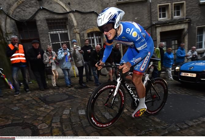 Jempy Drucker (Wanty-Groupe Gobert) rides to second in the prologue in Luxemboug