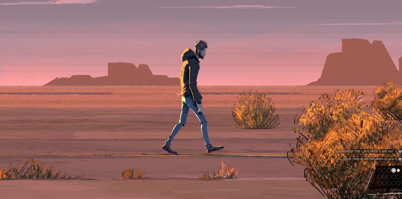 Rue Valley's character walks through the desert
