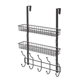 4 Tier Shoe Rack Black Metal with Walnut Wood - Brightroom™