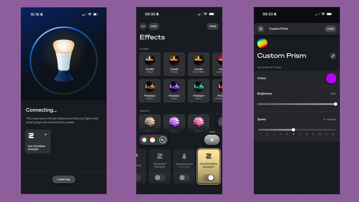 Hue Omniglow Lightstrip app control - setup, scenes and custom colors