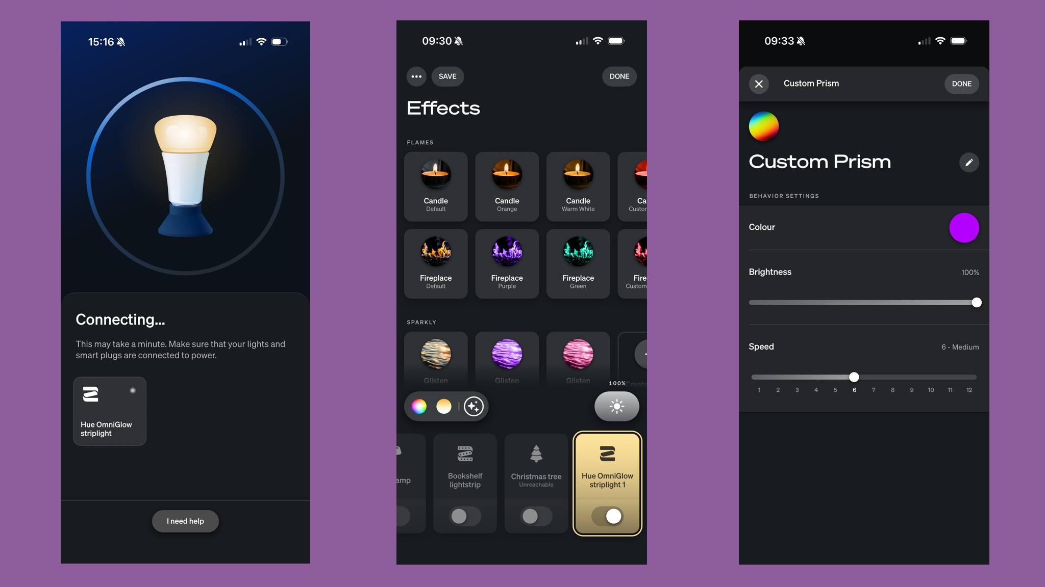 Hue Omniglow Lightstrip app control - setup, scenes and custom colors