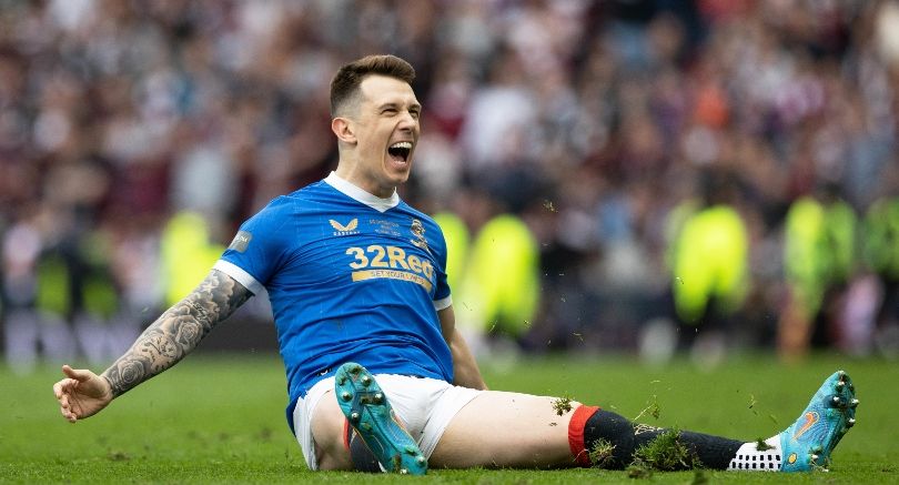 Ryan Jack celebrates after scoring for Rangers against Hearts in the Scottish Cup final.