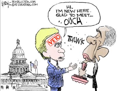 Obama cartoon GOP Congress veto