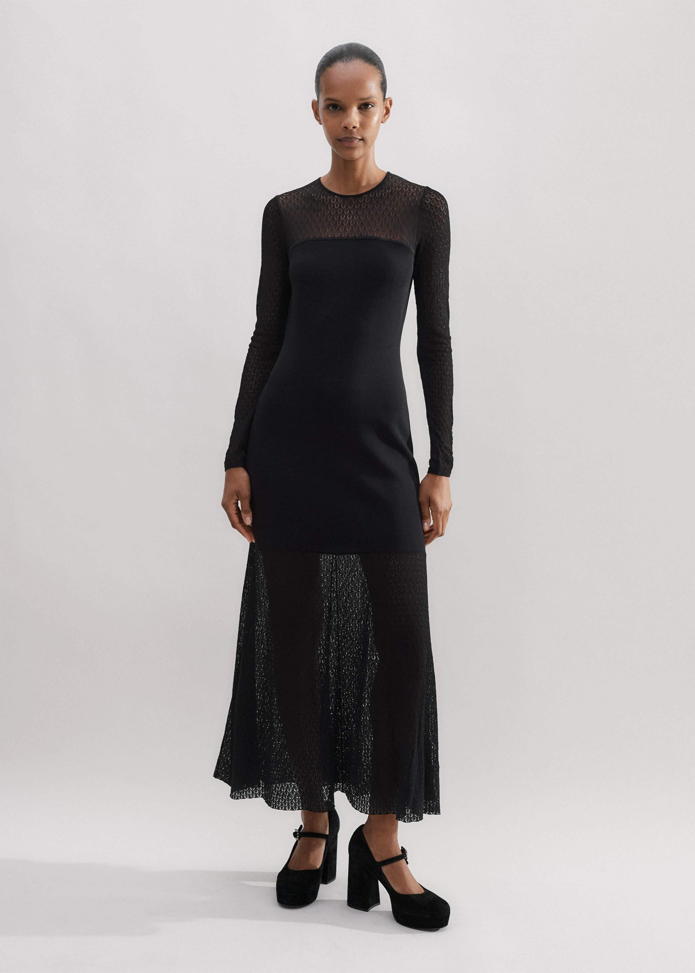 Lace Stitch Evening Maxi Dress