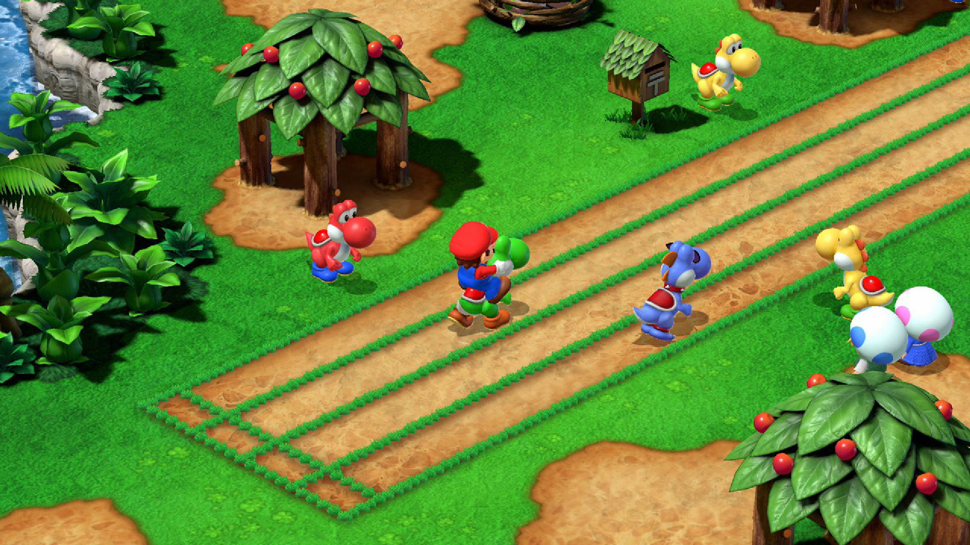 Mario riding yoshi in Super Mario RPG remake