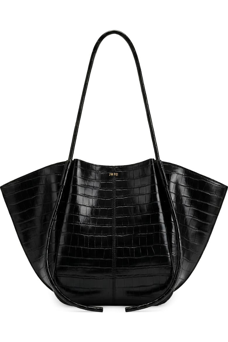 Nala Croc Embossed Faux Leather Wide Tote