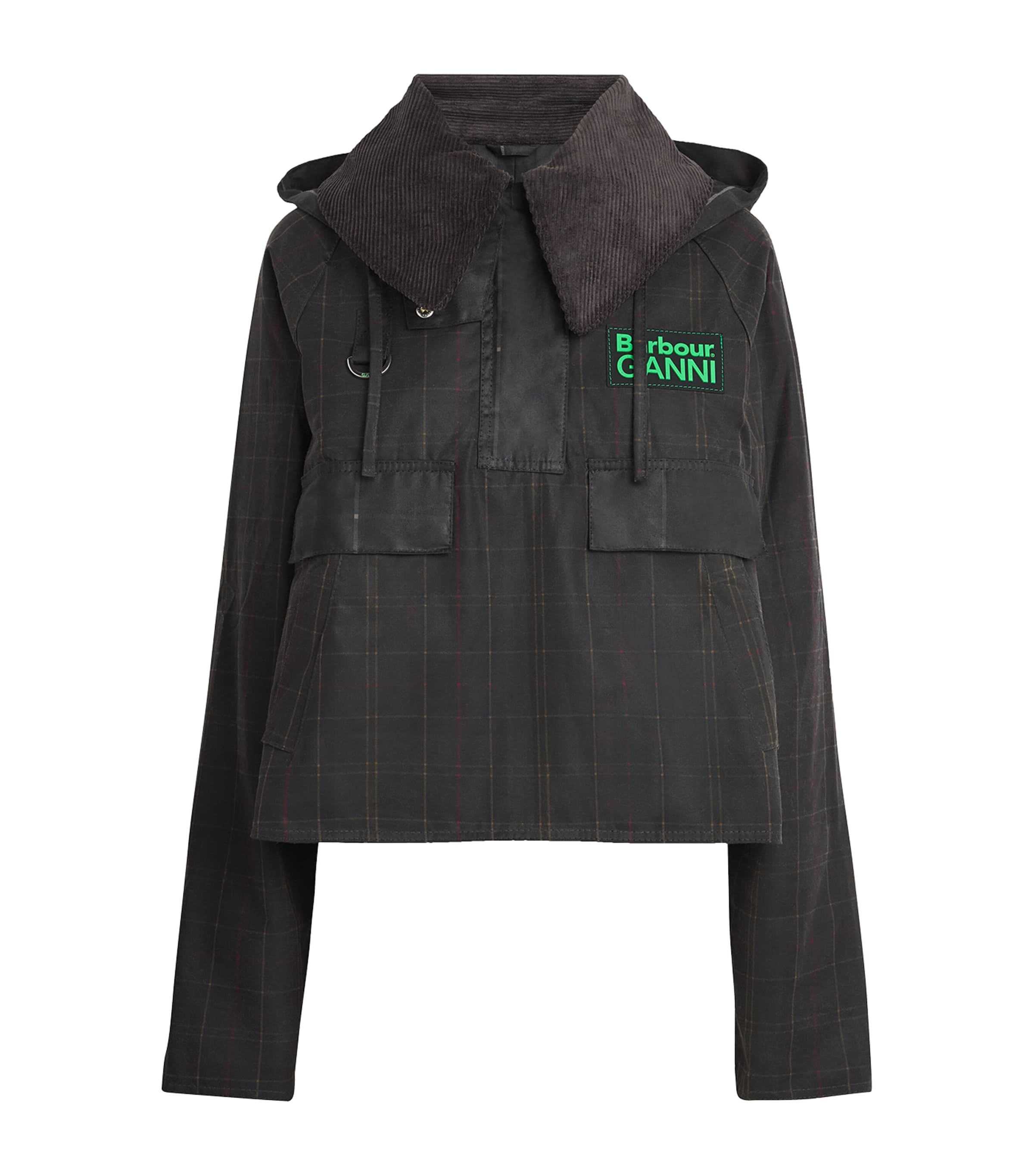 X Ganni Tartan Waxed Anorak Jacket