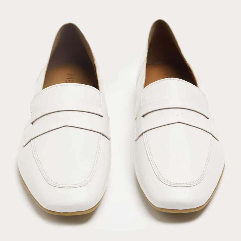 M&amp;amp;S cream leather loafers