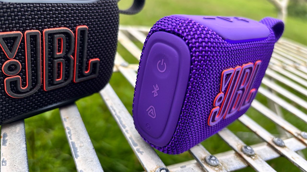 JBL Go 5 speaker in purple finish