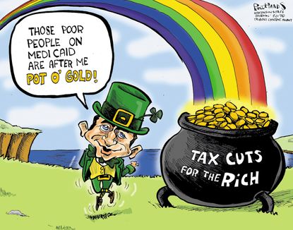 Political Cartoon U.S. Paul Ryan St. Patricks Day Tax cuts Health care