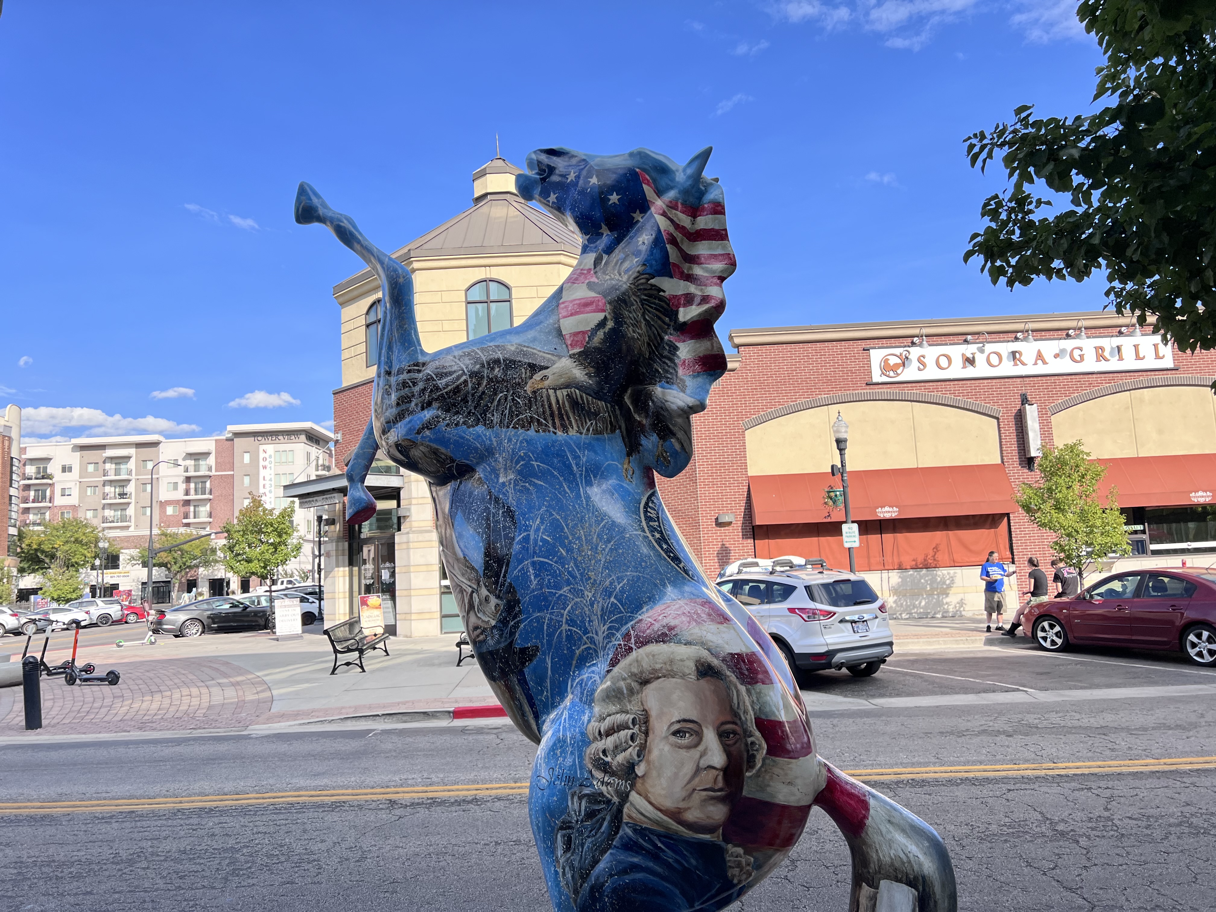 photo of a horse sculpture in the cool photographic styles