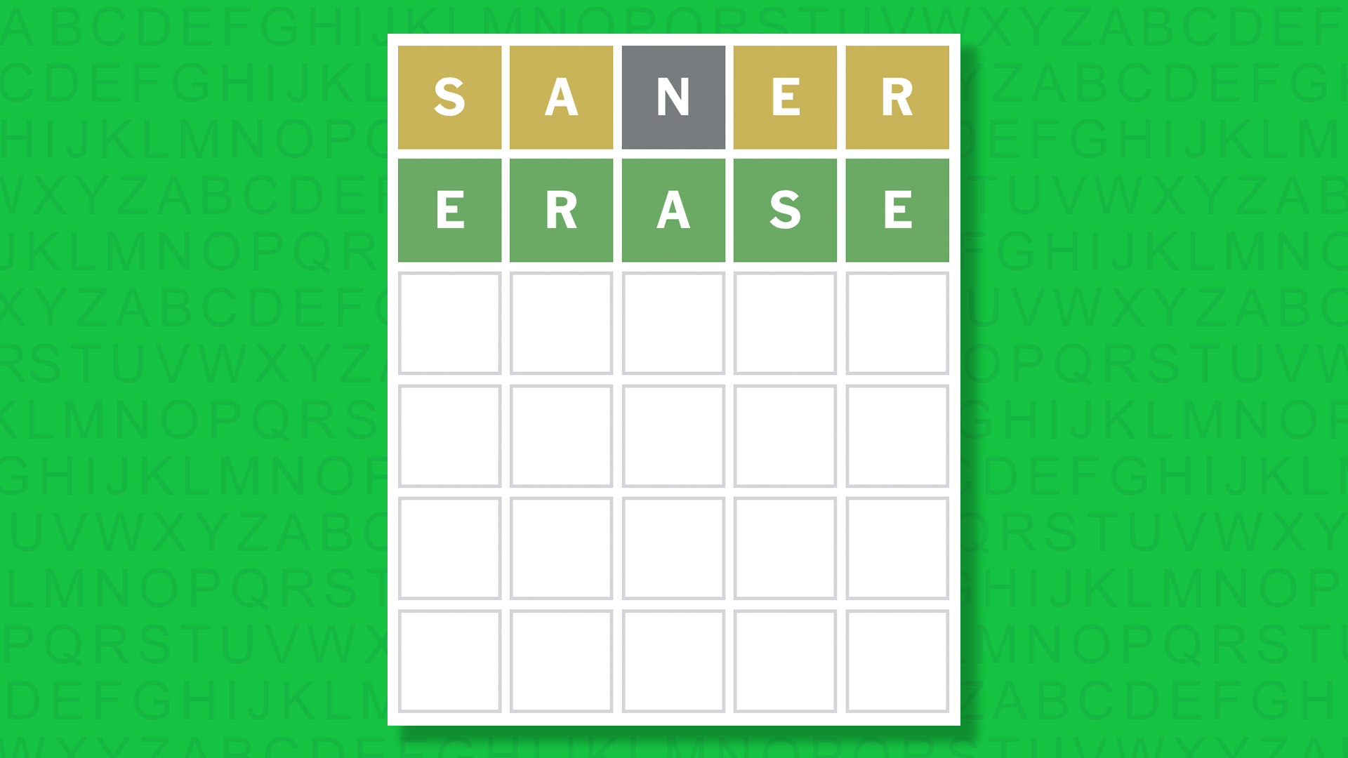 NYT Wordle answer for game 1635 on a green background