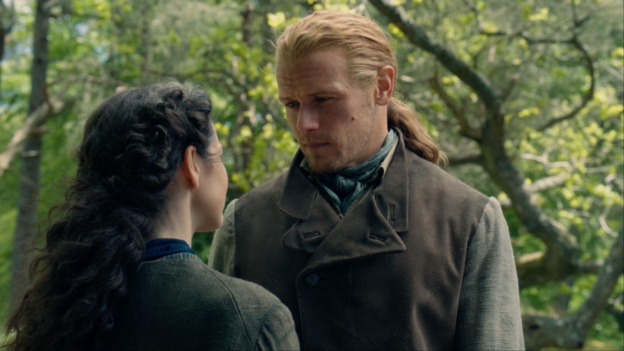 Jamie looking at Claire in Outlander Season 8