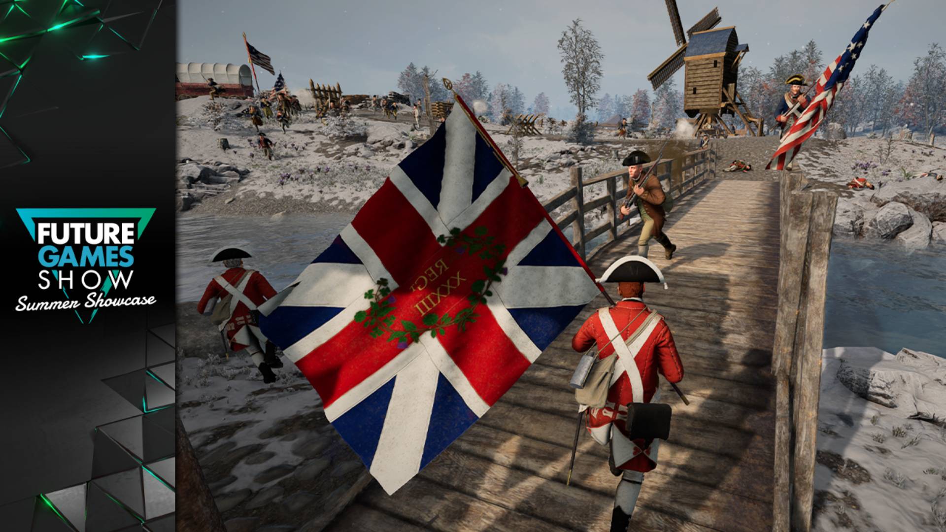 Holdfast American Revolution screenshot with Future Games Show Summer Showcase 2026 logo