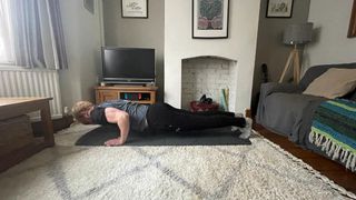 Fit & Well fitness writer Harry Bullmore completing Arnold Shwarzenegger's workout challenge