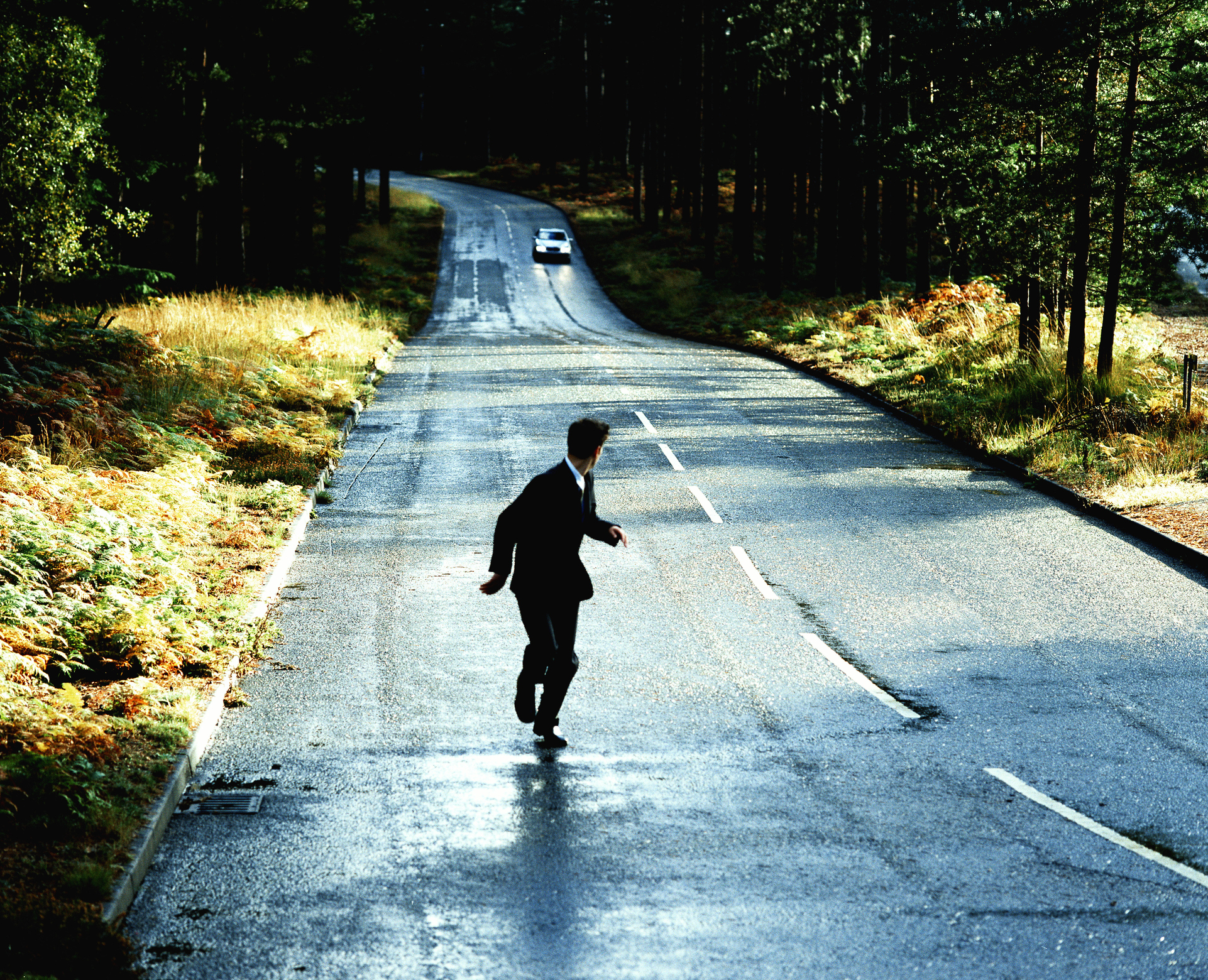 A person running away.