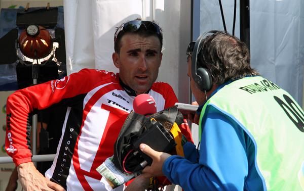 Haimar Zubeldia Agirre (RadioShack) speaks to the press after his 7th place finish.