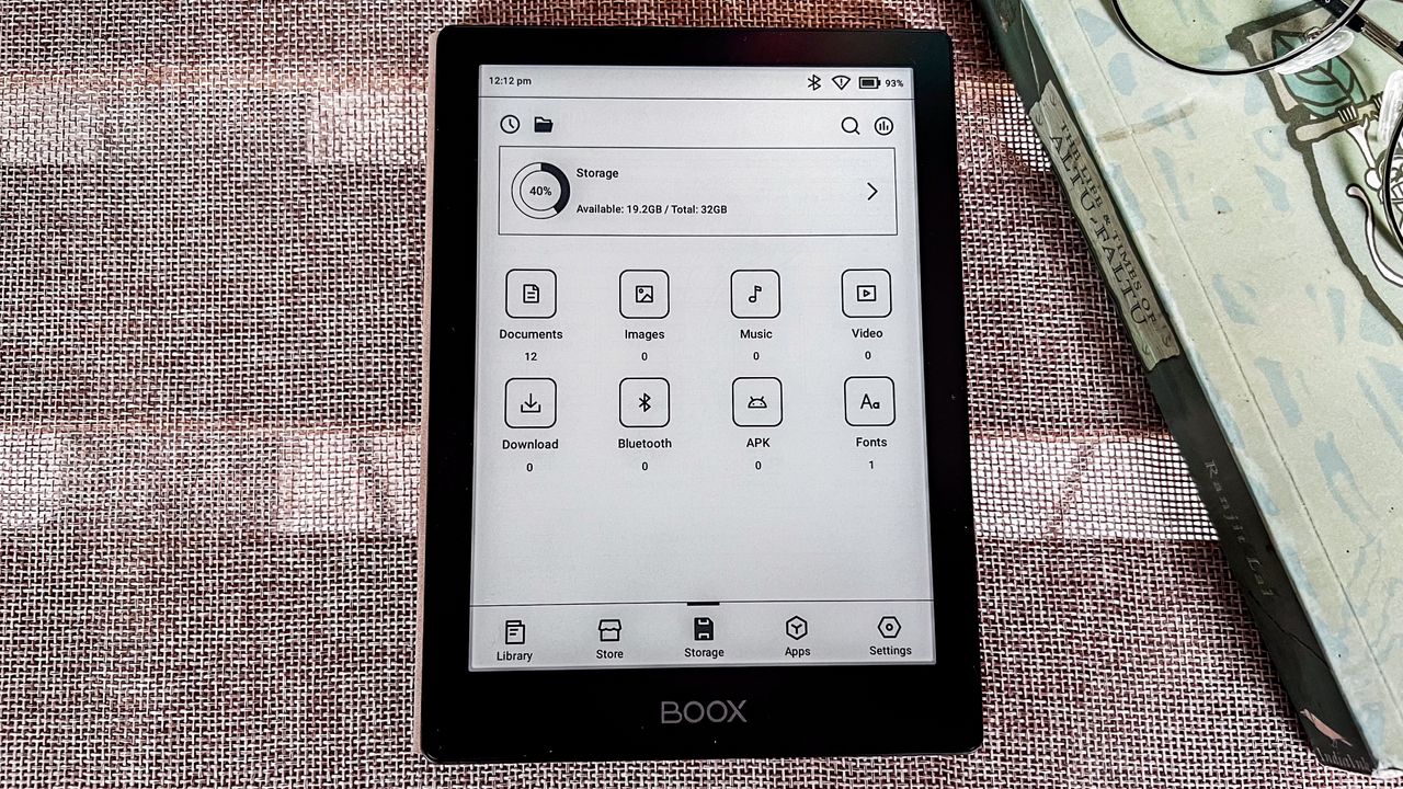 The folders within the Storage tab of the Onyx Boox Go 6
