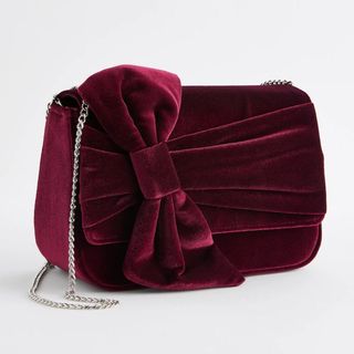 Burgundy velvet handbag 