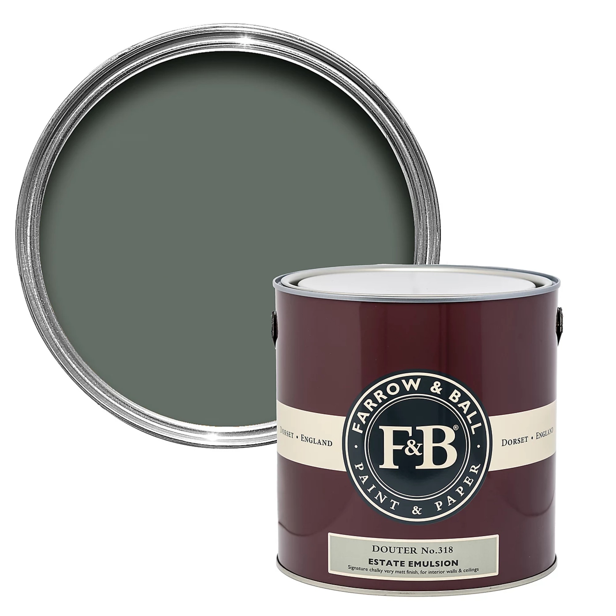 Farrow &amp;amp; Ball Estate Douter No.318 Matt Wall &amp;amp; ceiling Emulsion paint, 2.5L