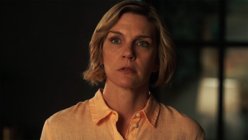 Carol looking a little concerned at night in Pluribus episode 9