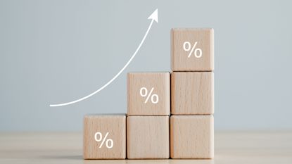 savings account interest as rising percentages on blocks