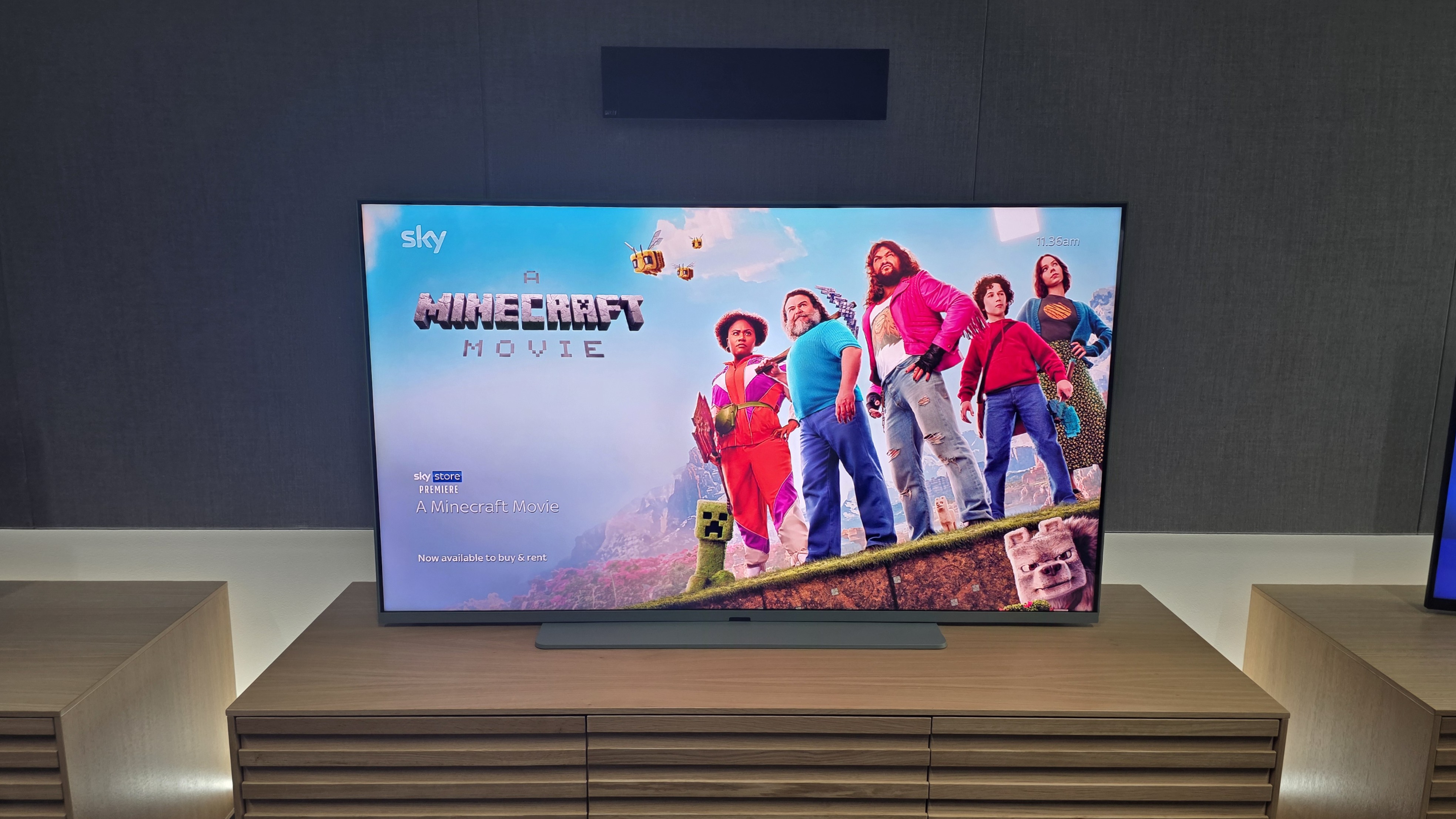 Sky Glass Air on a wooden media unit