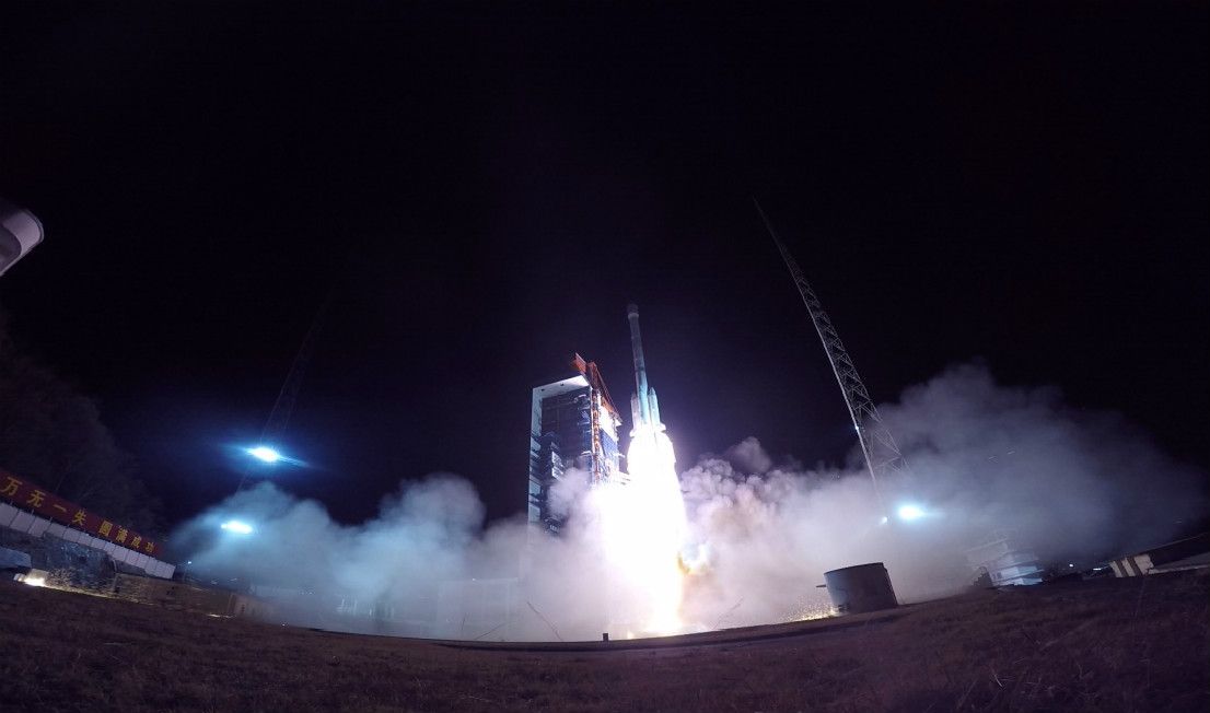 A Chinese Long March 3B rocket launches the ChinaSat 6C communications satellite into orbit from the Xichang Satellite Launch Center on March 10, 2019. It was China&#039;s 300th successful Long March rocket launch.