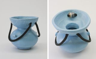 A pair of quirky blue ceramics