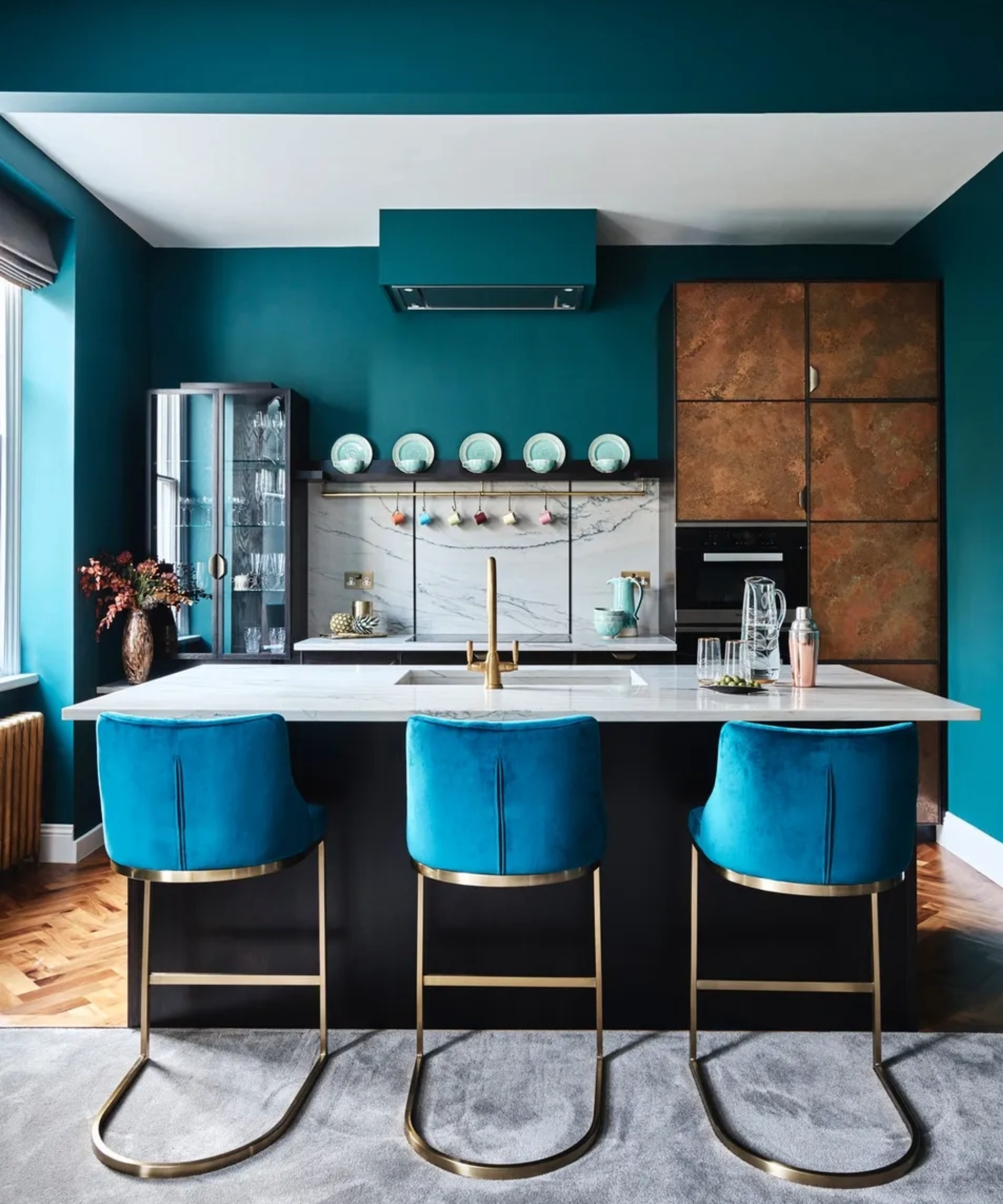 a kitchen flooring idea for zoning a room