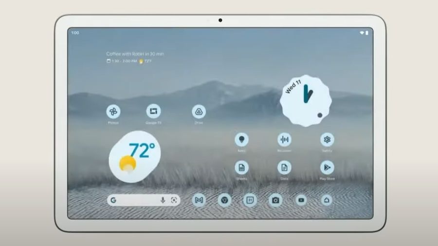 The Google Pixel Tablet from the front