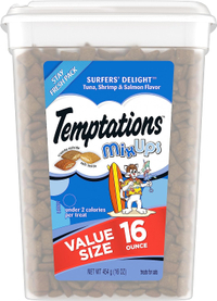 TEMPTATIONS MIXUPS Crunchy and Soft Cat Treats Surfer's Delight Flavor RRP: $8.48 | Now: $4.83 | Save: $3.65 (43%)