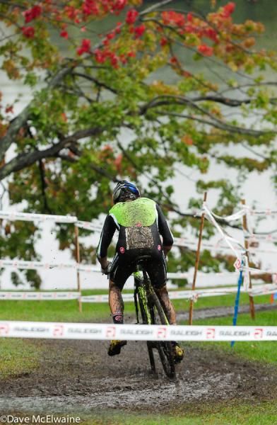 Tim Johnson (Cannondale) unclipping on the descent to the lake