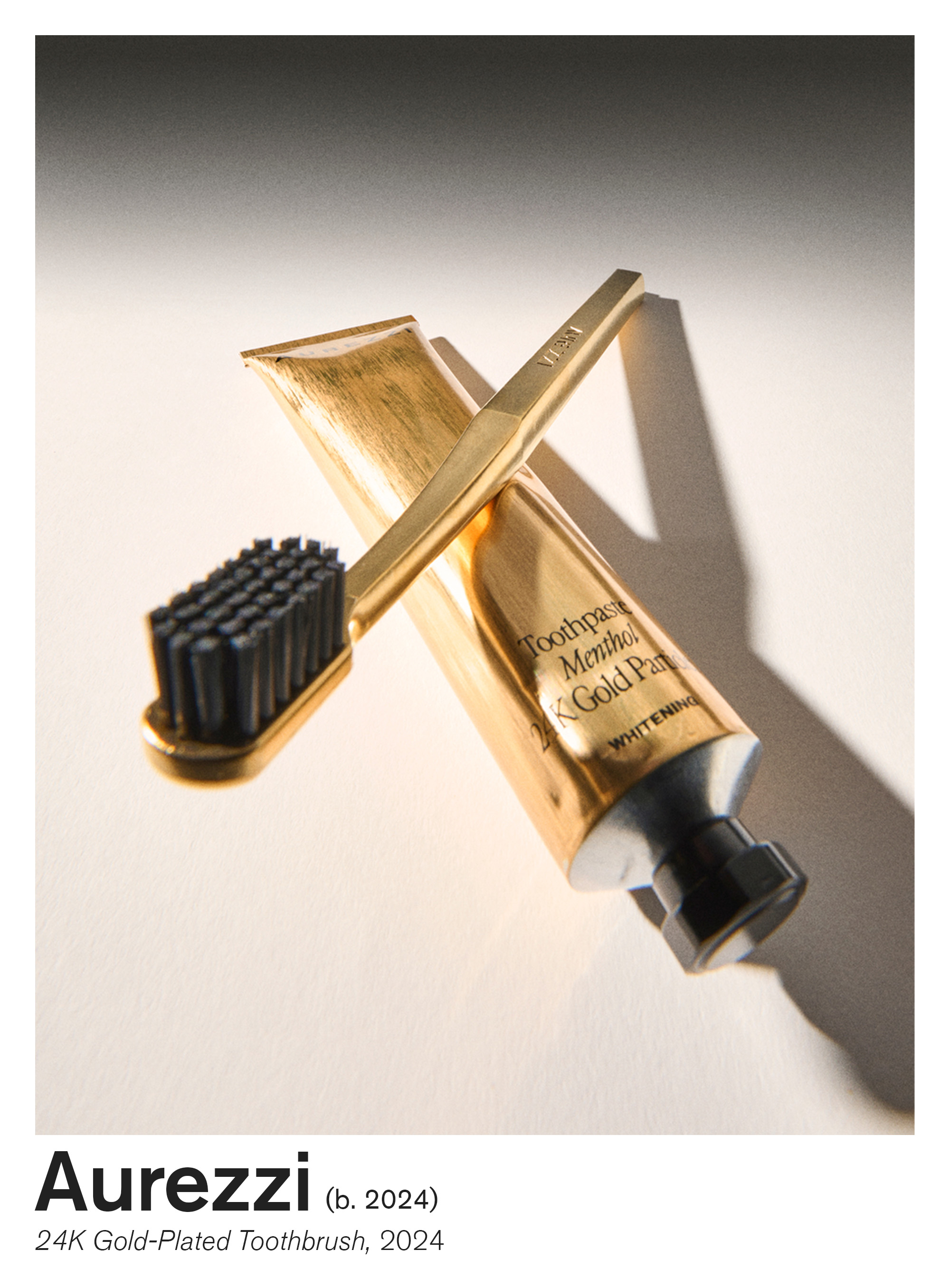 Aurezzi 24K Gold-Plated Toothbrush and Menthol toothpaste