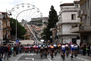 CAMIGLIATELLO SILANO ITALY OCTOBER 07 Peloton Catanzaro City Public Fans Landscape during the 103rd Giro dItalia 2020 Stage 5 a 225km stage from Mileto to Camigliatello Silano 1275m girodiitalia Giro on October 07 2020 in Camigliatello Silano Italy Photo by Tim de WaeleGetty Images