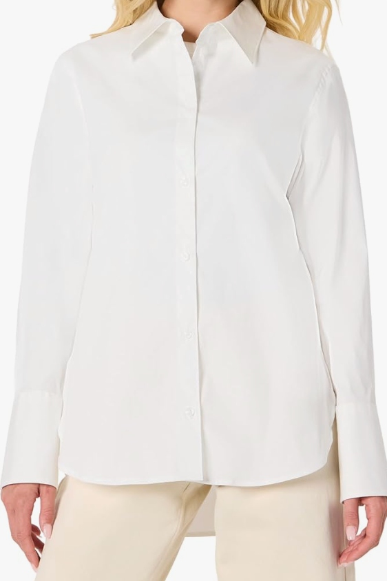 Amazon Essentials , Women's Oversized-Fit Cotton Stretch Poplin Button-Down Dress Shirt (Was $22)