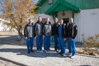 Expedition 33 Crew Members in Front of Yuri Gagarin's Cottage