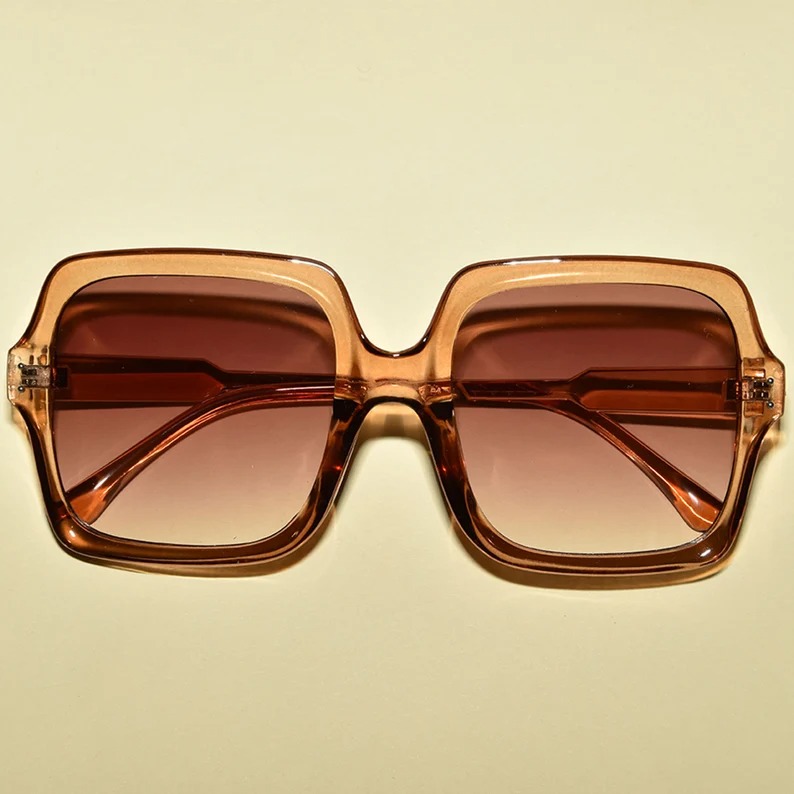 Vintage, 1970s Disco Style Square Oversized Translucent Sunglasses