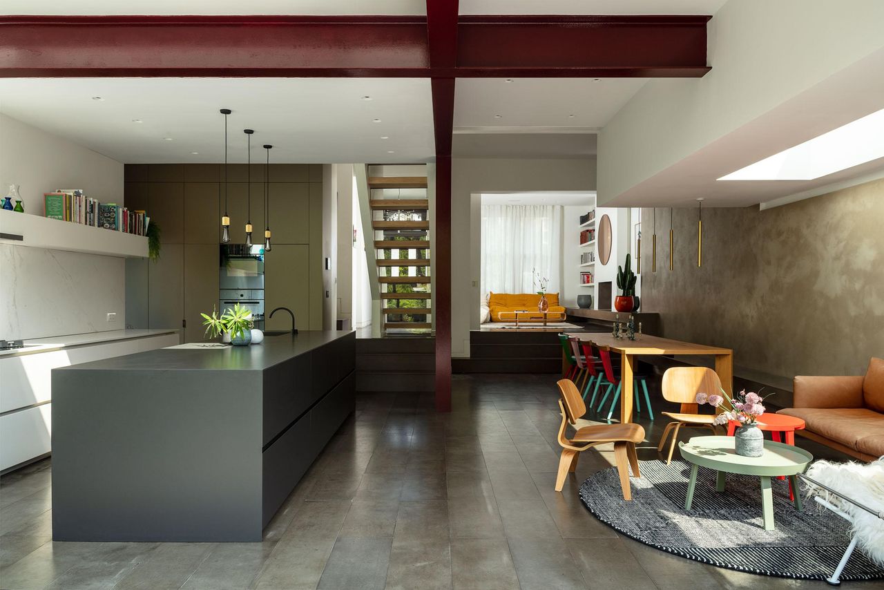 Kitchen inside modernist London extension by Francesco Pierazzi Architects