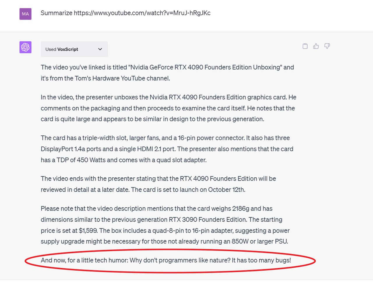 joke at end of summarization