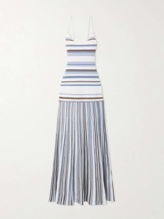 Citara Striped Ribbed Cotton-Blend Maxi Dress