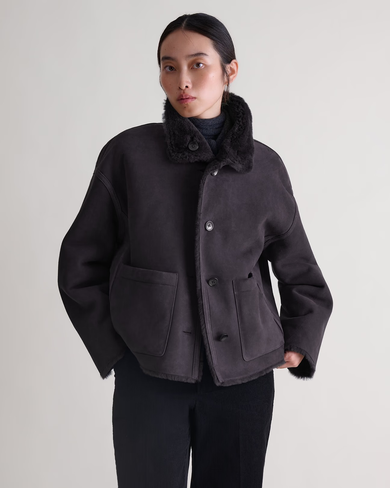 Rise &amp;amp; Fall, Women's Reversible Shearling Funnel Neck Jacket