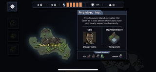 Screenshot of Into the Breach on iOS, showing a select island screen.