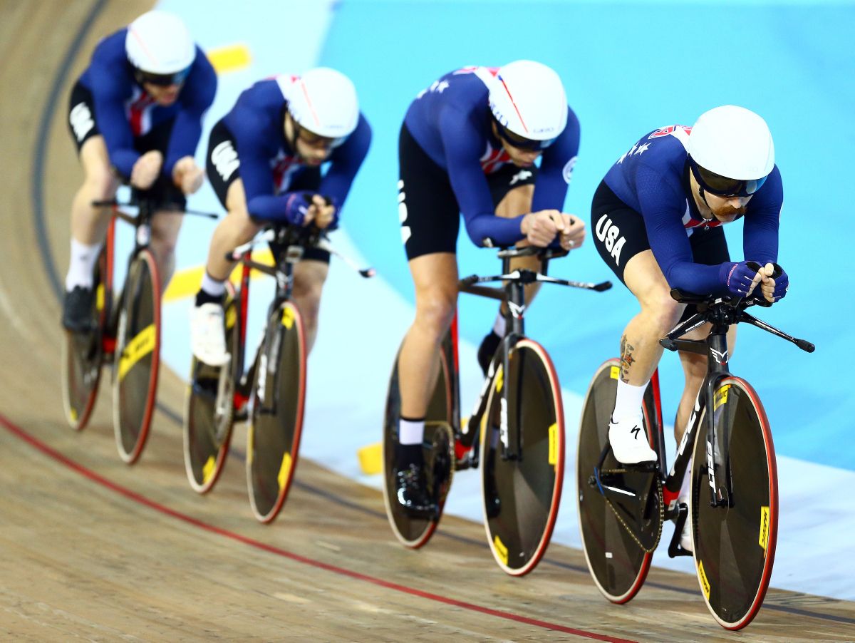 The United States team in action