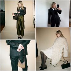 Angela Fink wearing holiday outfits