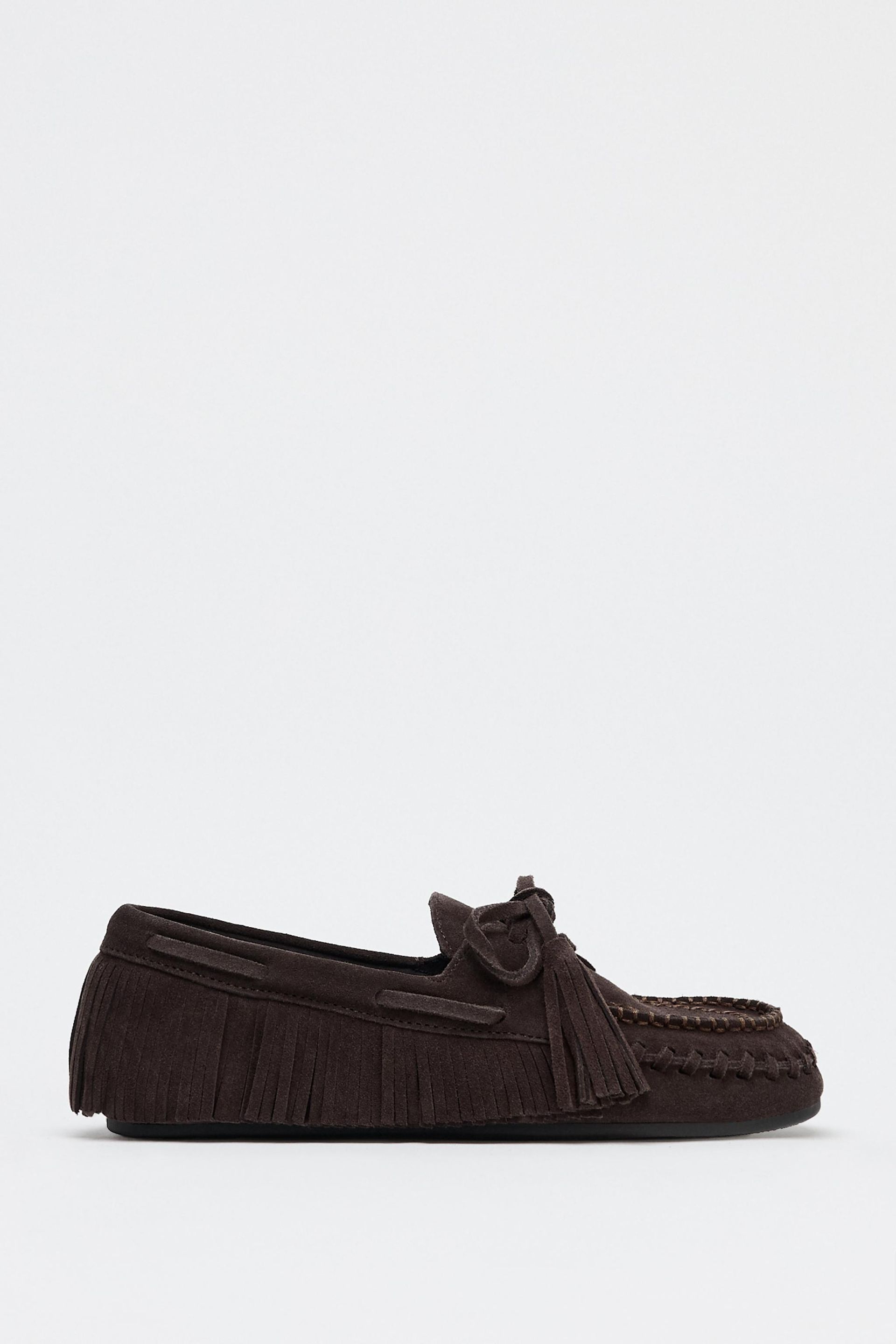 Suede Fringe Loafers