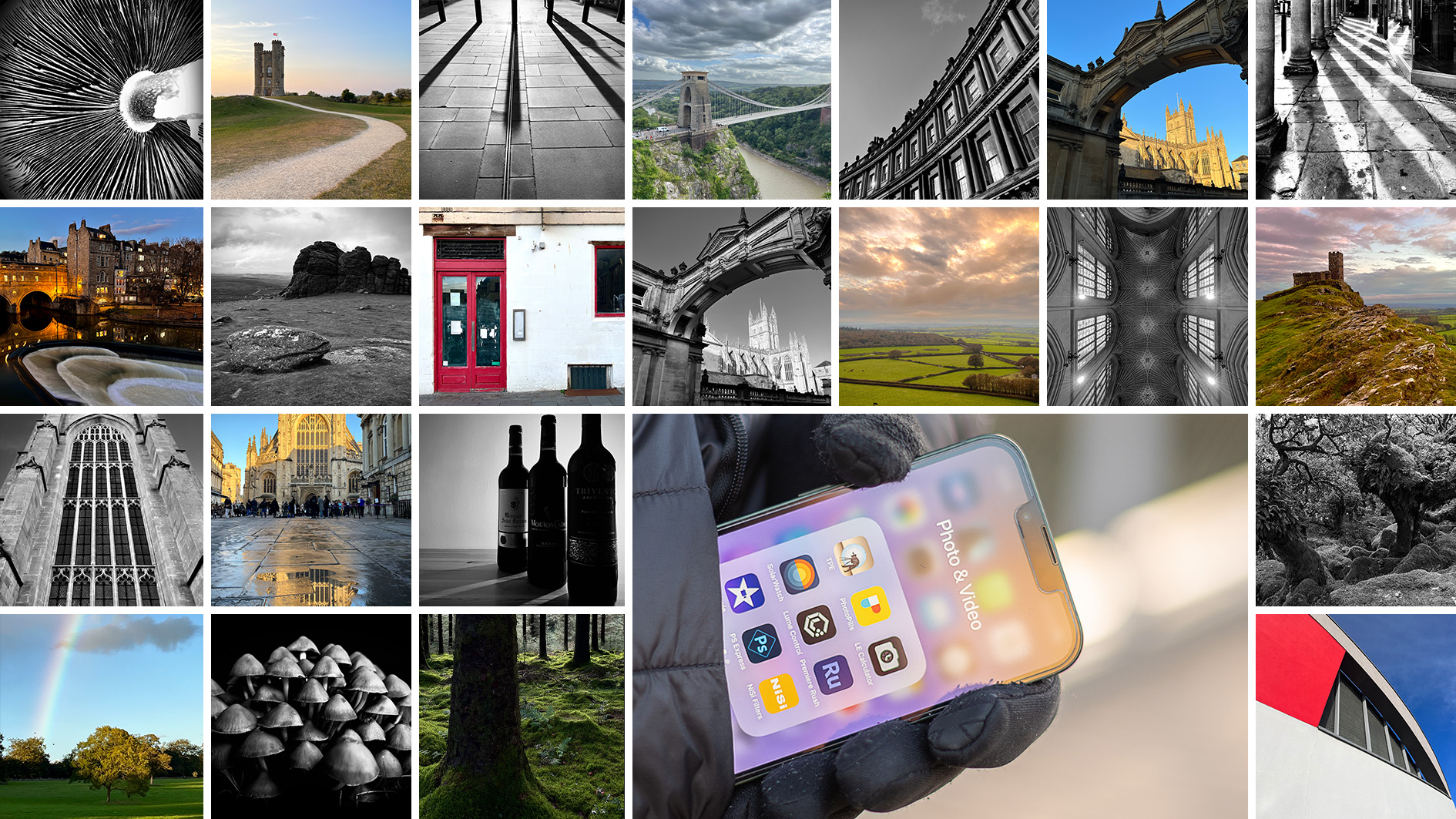 A montage of images taken on an iPhone 13