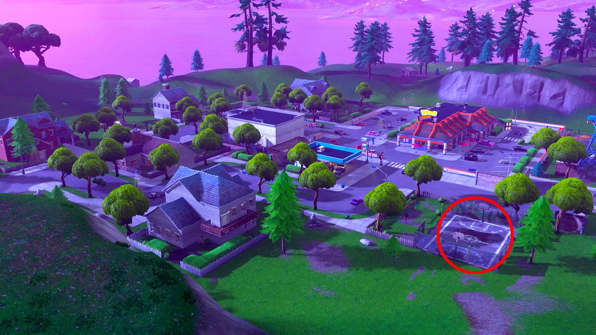 Where are the Fortnite basketball courts for the score a basket on